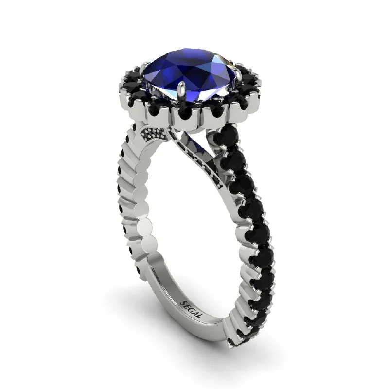 Colorful Gemstone Rings For Vibrant Looks-Round Cut Sapphire Timeless Splendor Engagement Ring - Jazlyn No. 45