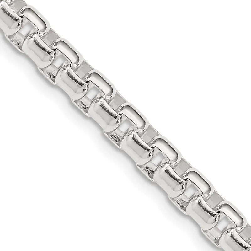 Bold Chain Necklaces For Special Events-Sterling Silver 5.2mm Round Box Chain Necklace