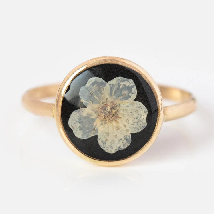 Simple Diamond Rings For Classic Fashion-Pressed Flower Ring