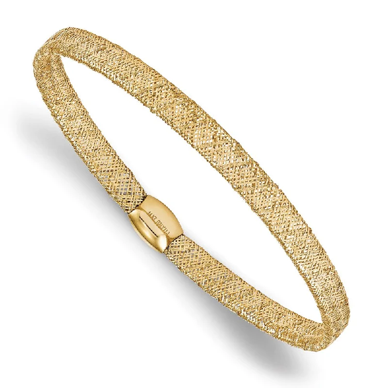 Bangles With Triangular Designs-Leslie's 14K Fancy Stretch Bangle Bracelet LF749