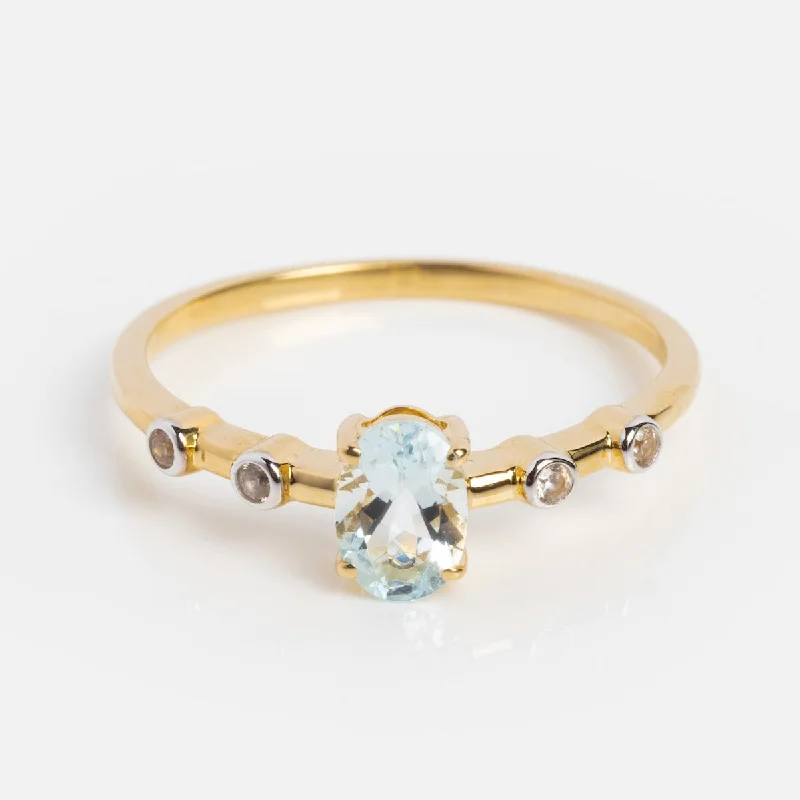 Men’s Silver Rings For Everyday Wear-Solid Gold 2024 March Capsule Classic Aquamarine Ring