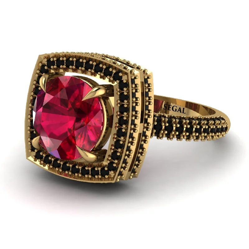 Beautiful Gold Engagement Rings For Brides-Round Ruby Double Halo Engagement Ring - Kayleigh No. 40