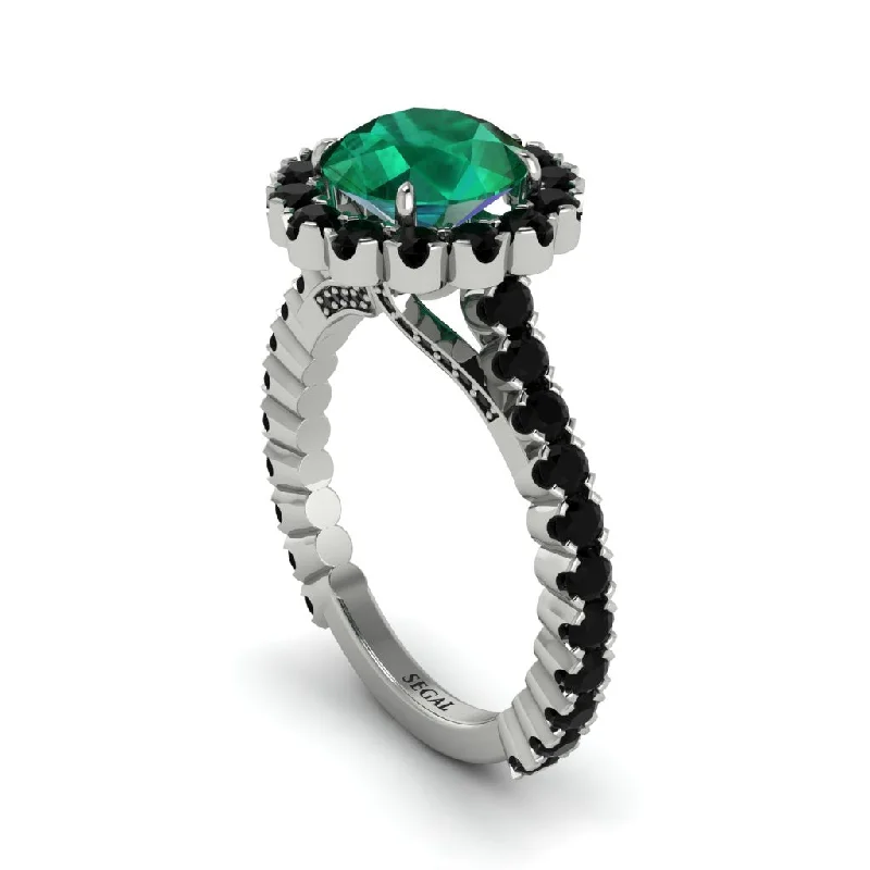 Personalized Promise Rings For Couples-Round Cut Emerald Timeless Splendor Engagement Ring - Jazlyn No. 36