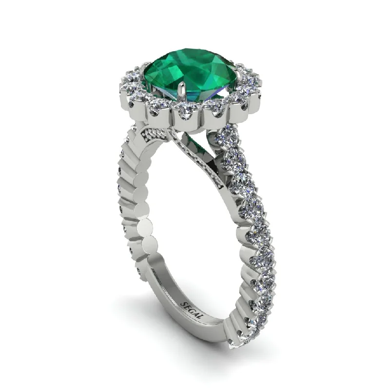 Personalized Wedding Bands For Special Moments-Round Cut Emerald Timeless Splendor Engagement Ring - Jazlyn No. 6