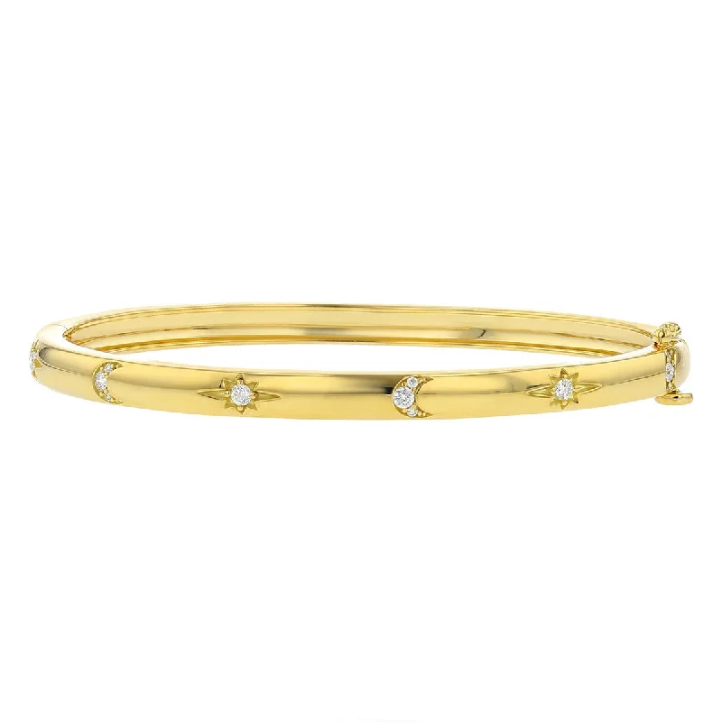 Bangles With Starry Designs-Moon and Star Diamond Bangle