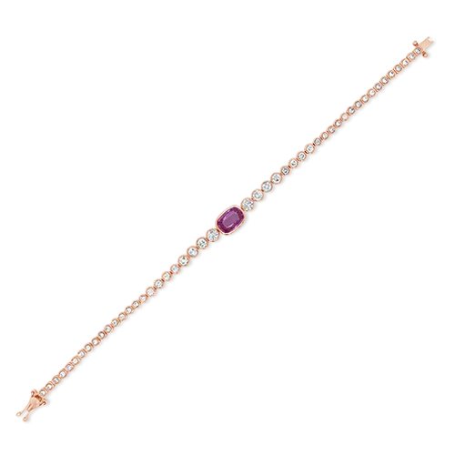 Bracelets With Flower Shapes-Pink Sapphire & Diamond Bracelet