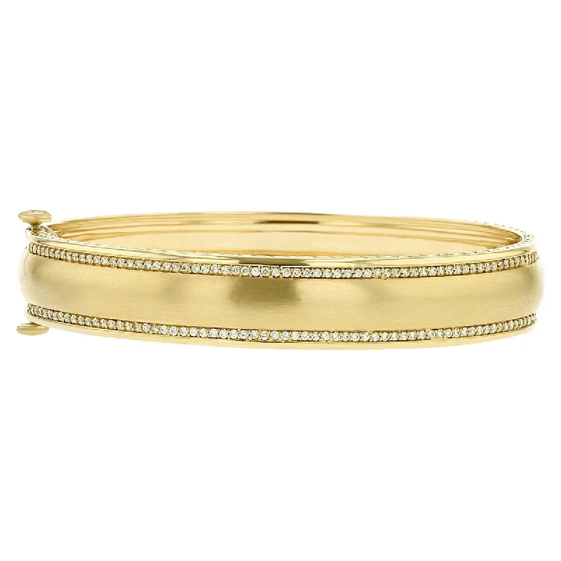 Bangles For Bold Statement-Wide Engravable Bangle with Diamond Edge