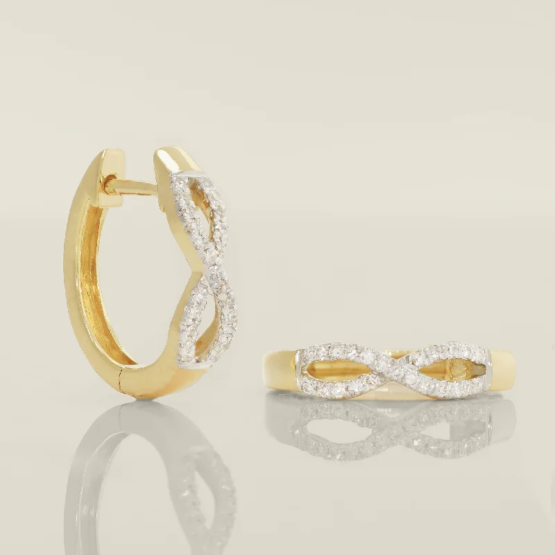 Chic Vintage Earrings For Everyday Wear-Micro-Pavé Diamond Infinity Hoop Earrings