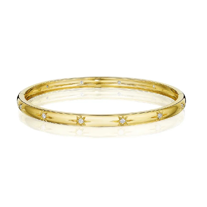 Bangles With Faux Gems-0.36Ct Diamond Star Bangle in 18k Yellow Gold