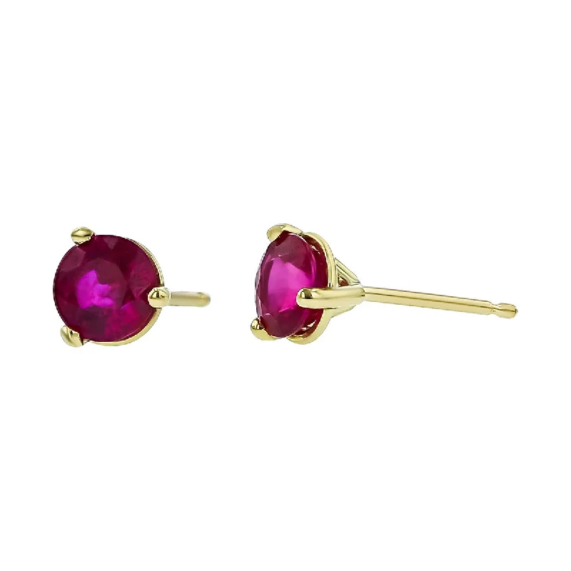 Sleek Hoop Earrings For Stylish Look-18K Yellow Gold Burma Ruby Stud Earrings