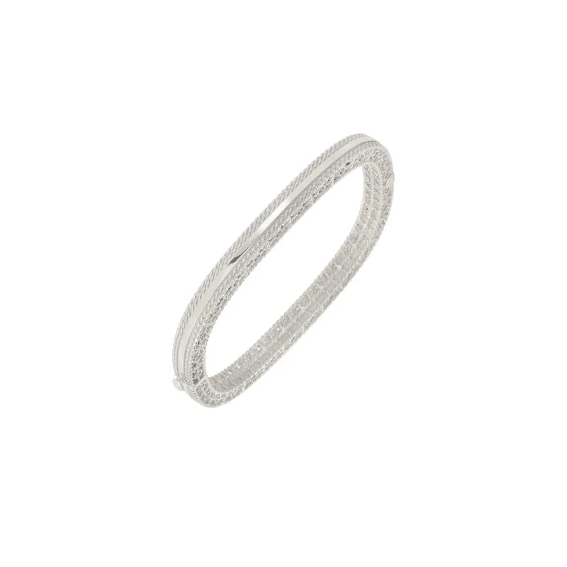 Bangles With Exotic Designs-Princess Bangle Bracelet in 18K White Gold