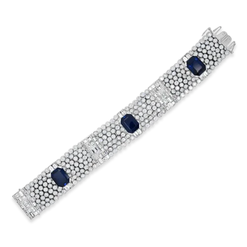 Bracelets For Glamorous Look-Sapphire & Diamond Estate Bracelet