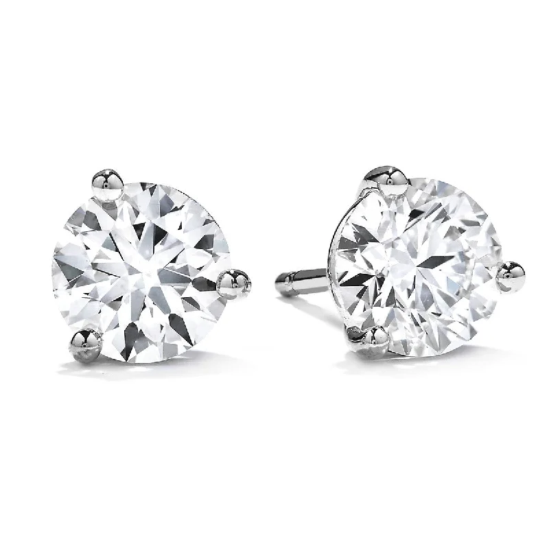 Large Statement Earrings For Fashion Lovers-18K White Gold Diamond Stud Earrings