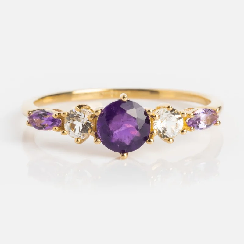 Stunning Engagement Rings For Special Moments-Solid Gold 2025 February Capsule Classic Amethyst Statement Ring