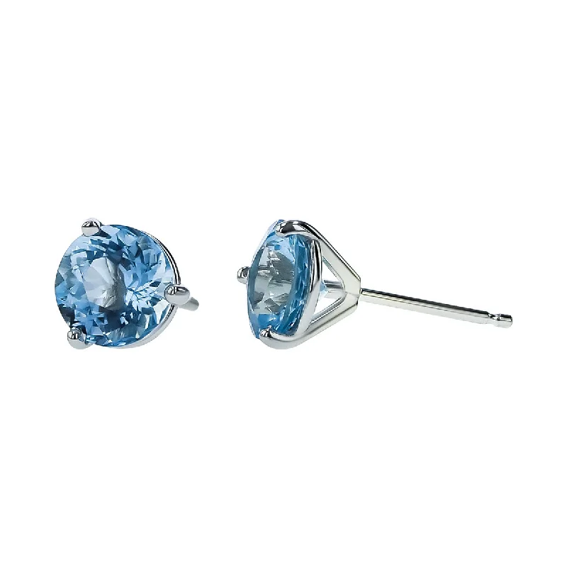 Butterfly Shaped Earrings For Cute Vibes-18K White Gold Aquamarine Stud Earrings