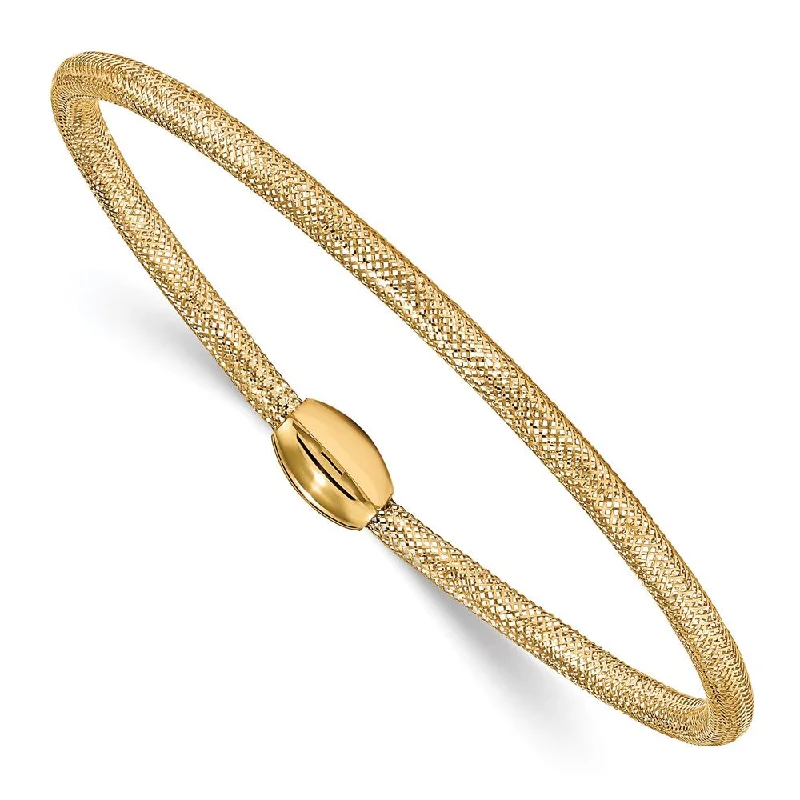 Bangles With Square Shapes-Leslie's 14K Fancy Stretch Bangle Bracelet LF1127