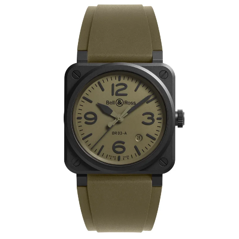 Watches In Antique Style-Bell & Ross BR03 Military Ceramic Khaki 41mm Automatic Watch