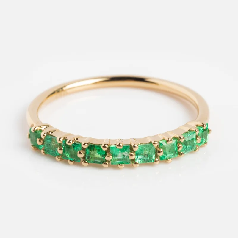 Trendy Stackable Wedding Rings For Brides-Emerald Evie Ring