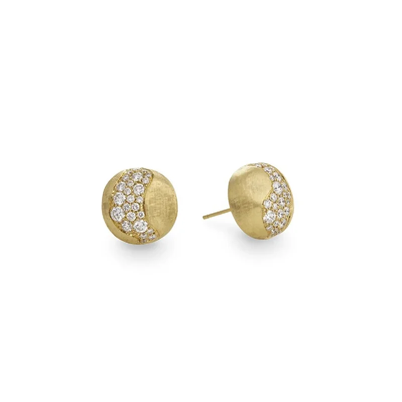 Stunning Long Earrings For Evening Parties-18K Yellow Gold and Diamond Large Stud Earrings