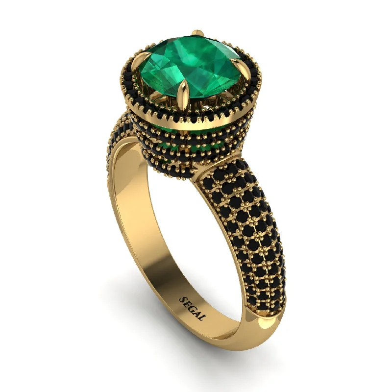 Boho Style Rings For Casual Fashion-Emerald Cluster Halo Engagement Ring - Katie No. 34