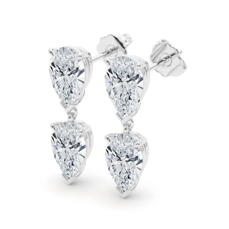 Crystal Bead Earrings For Sparkling Looks-Twin Pear Diamond Earrings