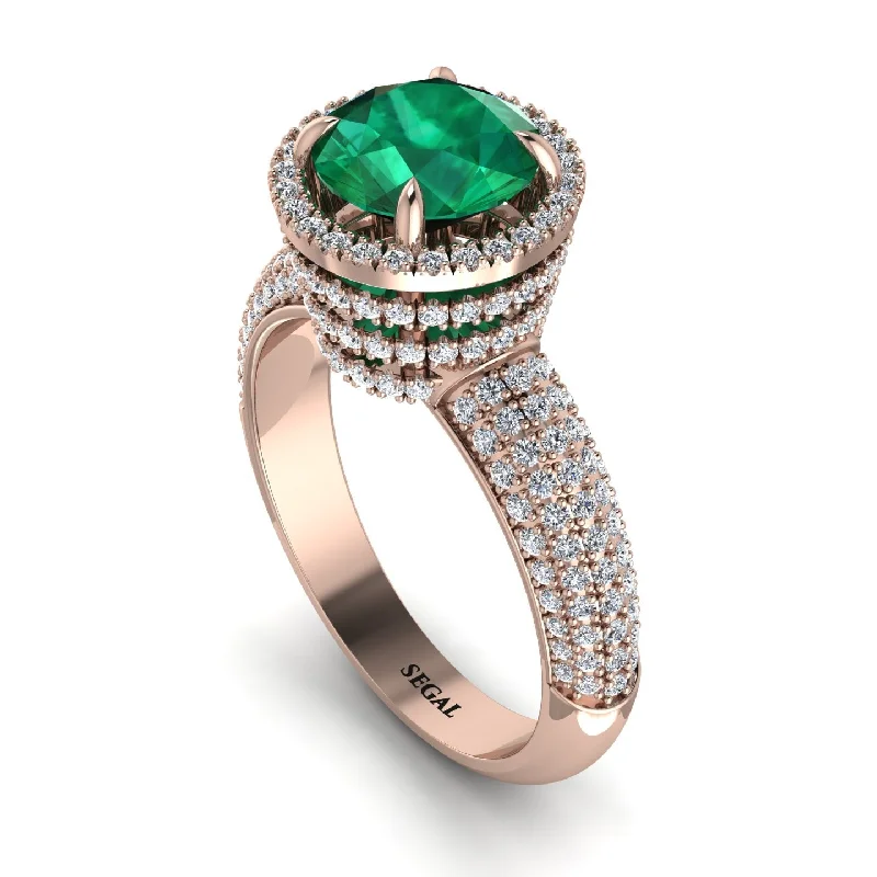 Bold Engagement Rings For Bold Brides-Emerald Cluster Halo Engagement Ring - Katie No. 5