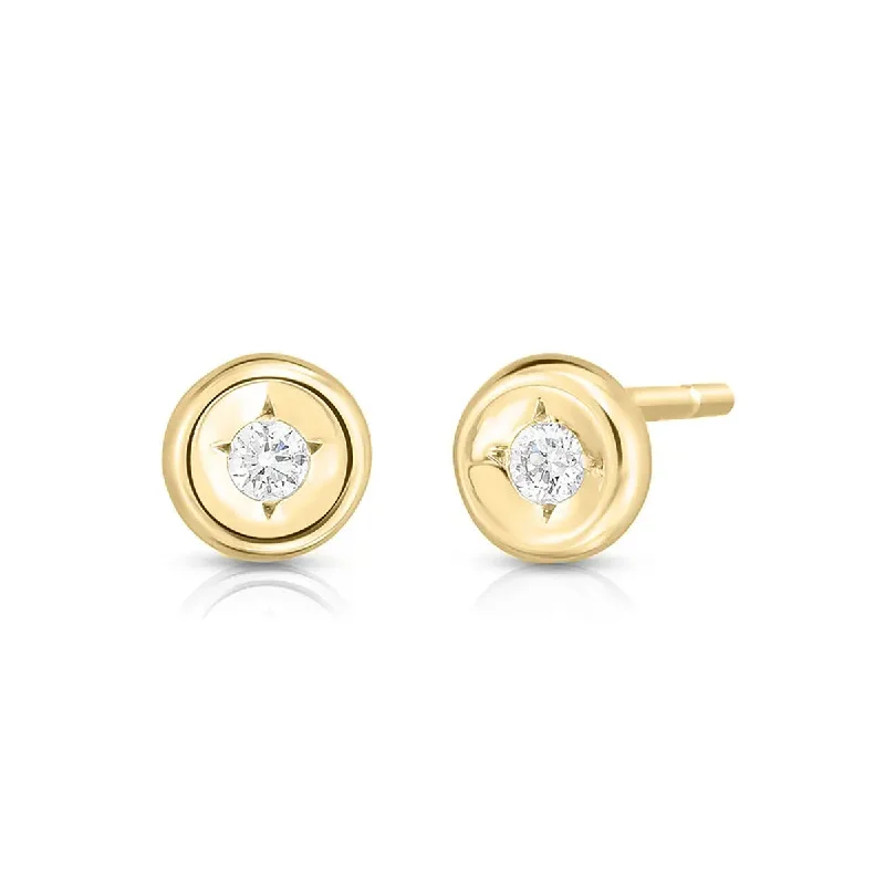 Sparkling Earrings For New Year’s Eve-18k Yellow Gold Diamond Round Cut Stud Earrings