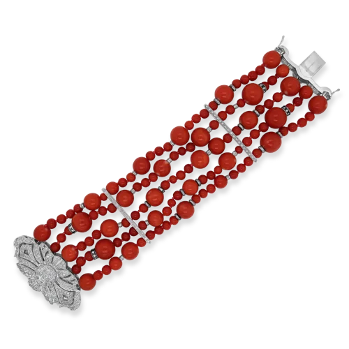 Bracelets For Classy Occasions-Coral & Diamond Bracelet