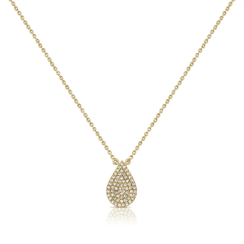 Sparkling Diamond Chain Necklaces For Elegant Look-Large Pear Shaped Necklace with Diamonds