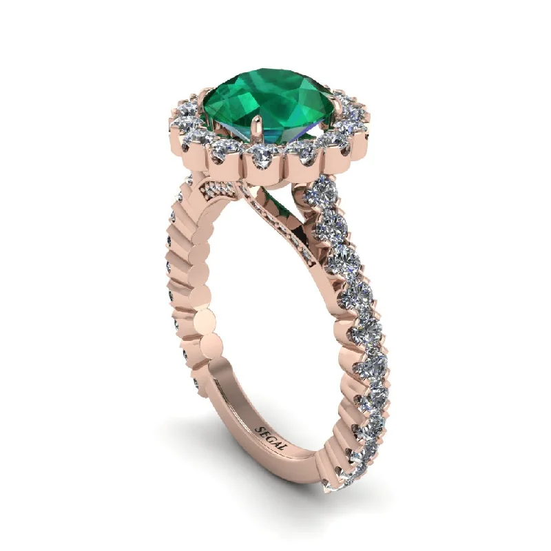 Unique Customizable Engagement Rings For Brides-Round Cut Emerald Timeless Splendor Engagement Ring - Jazlyn No. 5