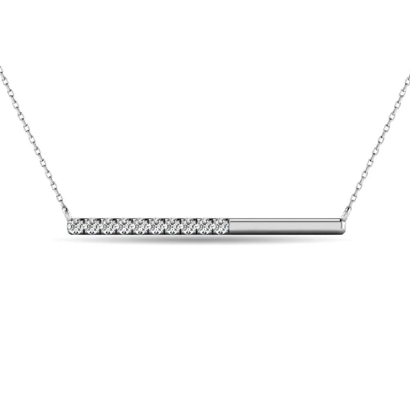 Elegant Gemstone Necklaces For Weddings-Diamond 1/6 ct tw Diamline Necklace in 10K White Gold