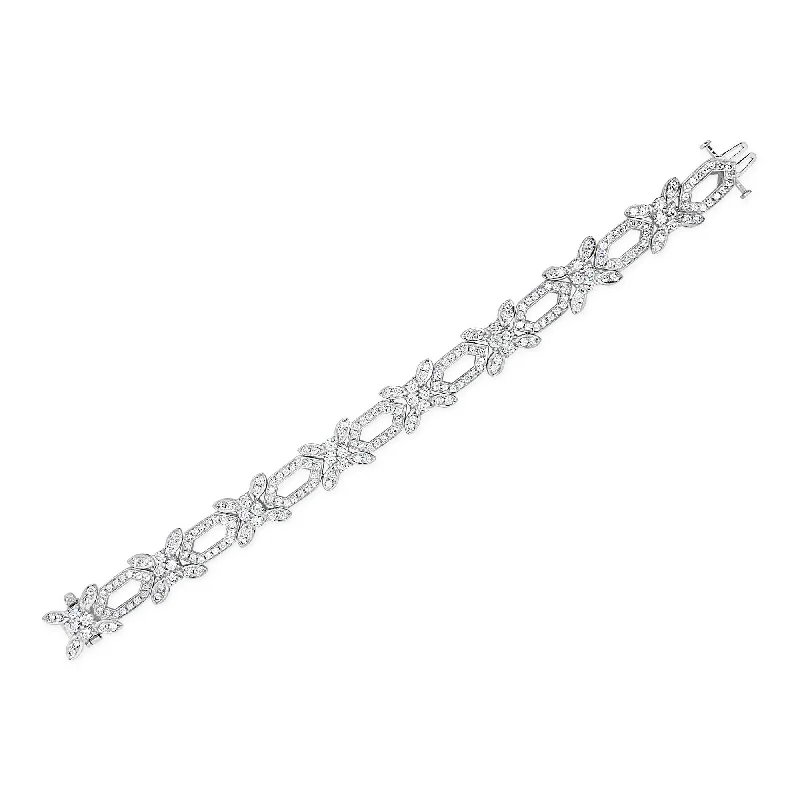 Bracelets With Enamel-Diamond Floral Motif Estate Bracelet