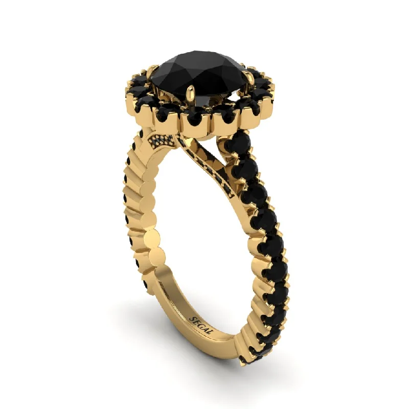 Bold Statement Rings For Fashionistas-Round Cut Black Diamond Timeless Splendor Engagement Ring - Jazlyn No. 37