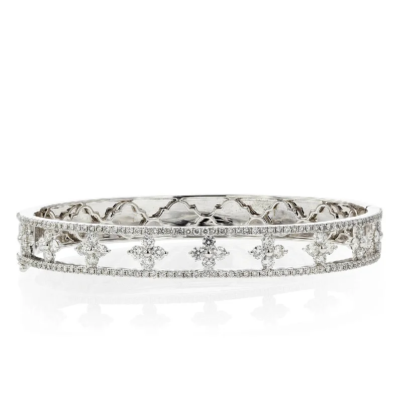 Bangles In Silver-Star Clover Diamond Bangle Bracelet