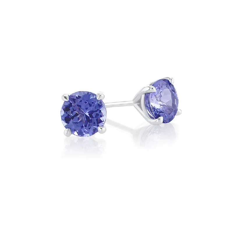 Modern Pearl Earrings For Unique Looks-1.76 Cttw Round Blue Tanzanite 14k White Gold Stud Earrings