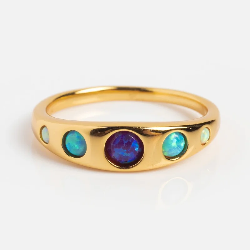 Fashionable Stackable Rings For Trendy Looks-Blue Opal Ombre Via Ring