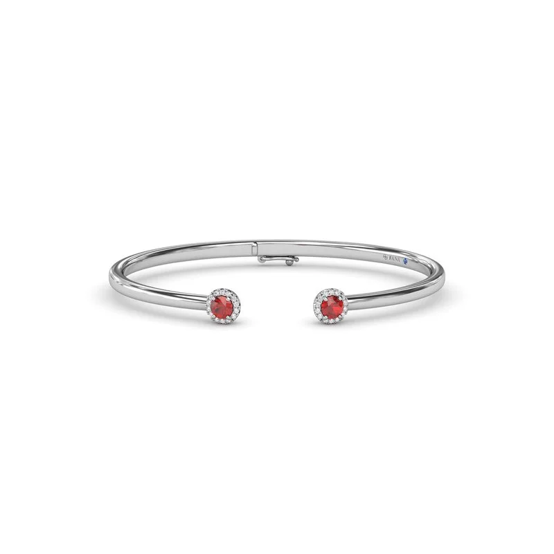 Bangles For Birthday Gifts-Halo Ruby and Diamond Bangle BB1800R