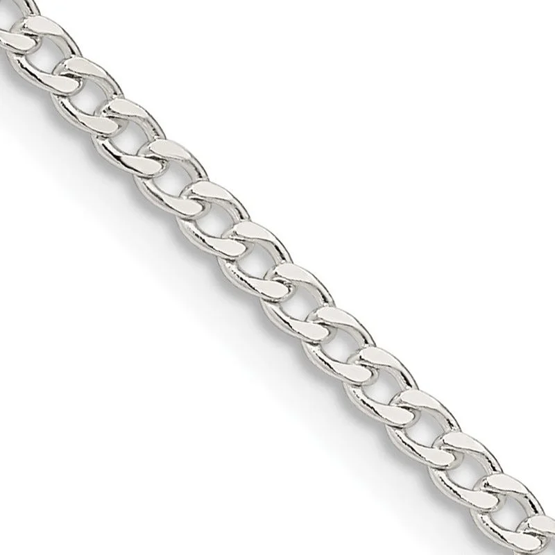 Minimalist Bar Chain Necklaces For Everyday Wear-Sterling Silver 2.3mm Beveled Curb Chain Necklace