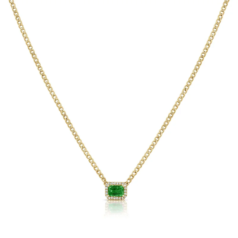 Vintage Style Necklaces For Retro Looks-14K Emerald Designer Links Necklace