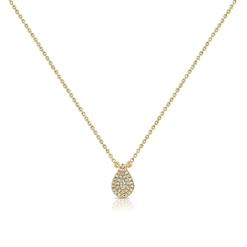 Trendy Gold Pendant Necklaces For Bold Fashion-Pear Shaped Diamond Necklace made in 14K Gold