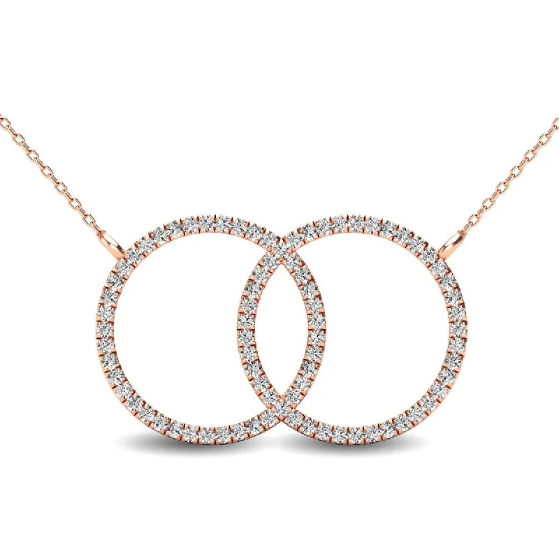 Simple Nameplate Necklaces For Personalized Gifts-10K Rose Gold 1/5 Ct.Tw. Diamond Circle Necklace