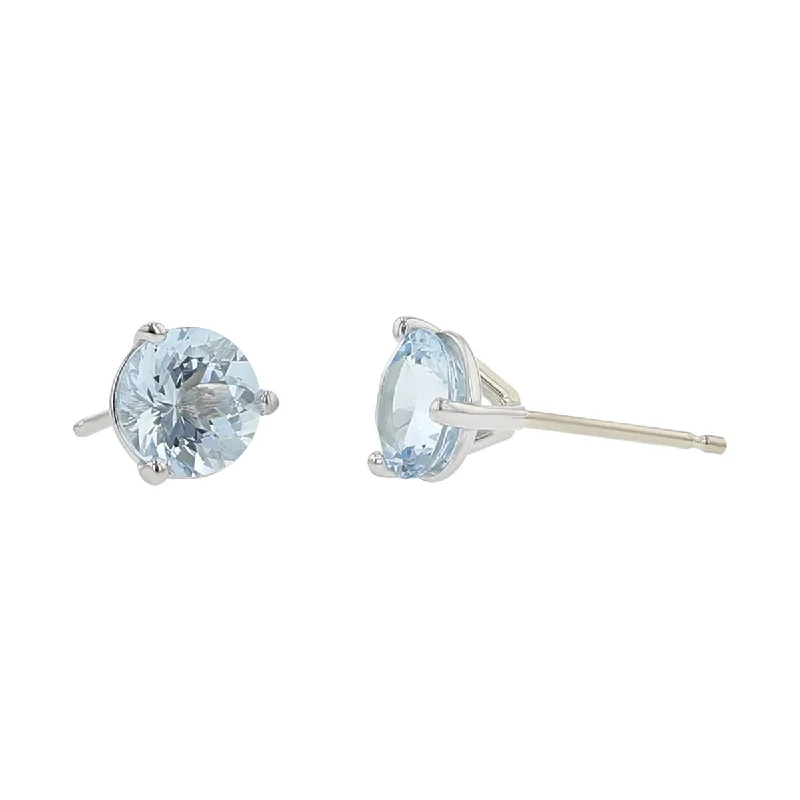 Sparkling Earrings For New Year’s Eve-18K White Gold Aquamarine Stud Earrings