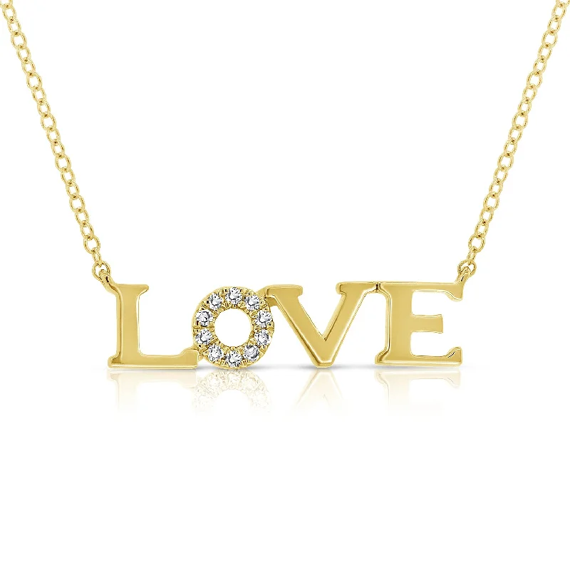 Bold Silver Pendant Necklaces For Trendy Looks-14K Gold Love Necklace with 0.06ct Diamonds