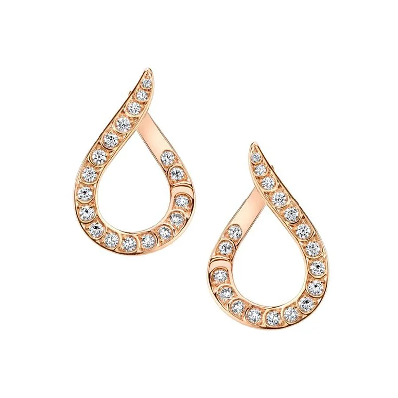 Luxury Diamond Earrings For Wedding Day-18K Rose Gold Dew Drop Scallop Diamond Earrings