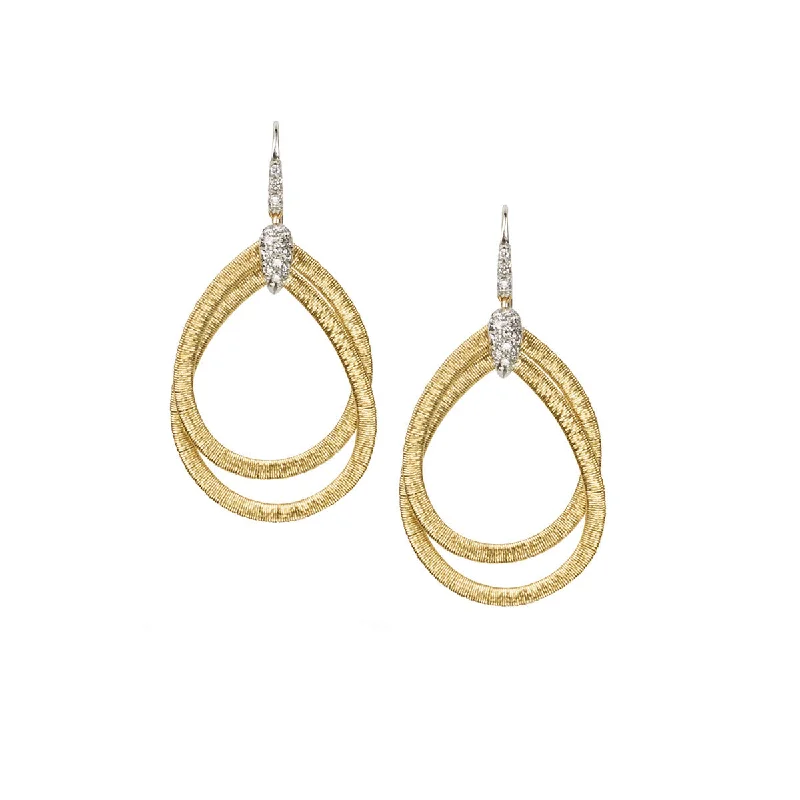 Elegant Drop Earrings For Bridal Jewelry-18K Yellow Gold and Diamond Small Drop Earrings