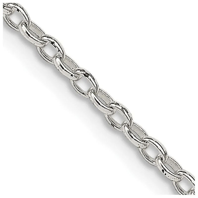 Layered Necklaces For Trendy Style-Sterling Silver 1.6mm Oval Fancy Rolo Chain Necklace w/4in ext.