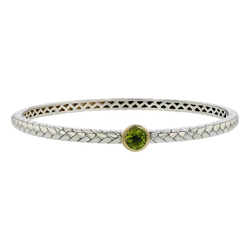 Bangles For Festival Fashion-Town and Country Silver and Gold Peridot Bangle